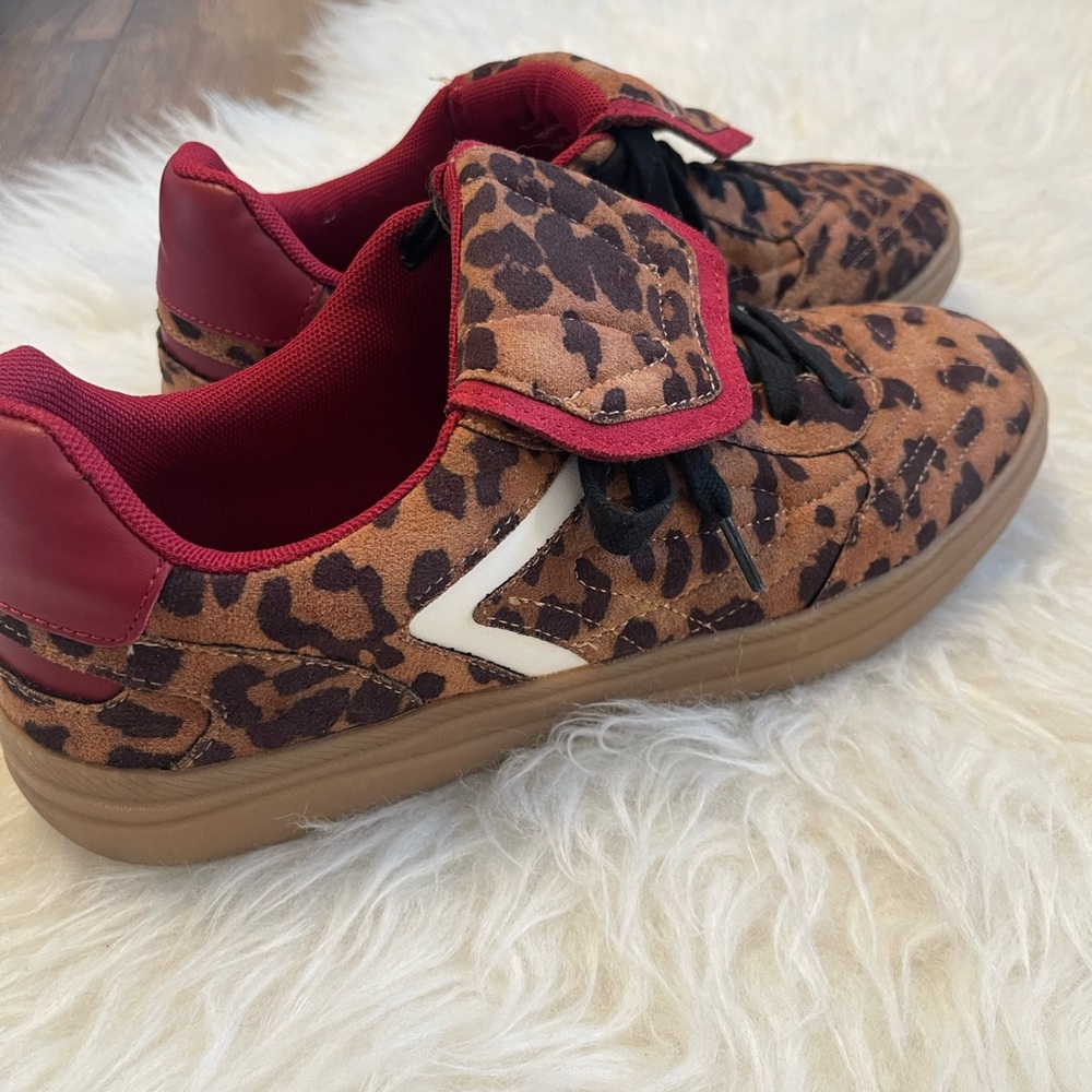 Women’s Steve Madden Leopard Print Sneaker with Red Accents